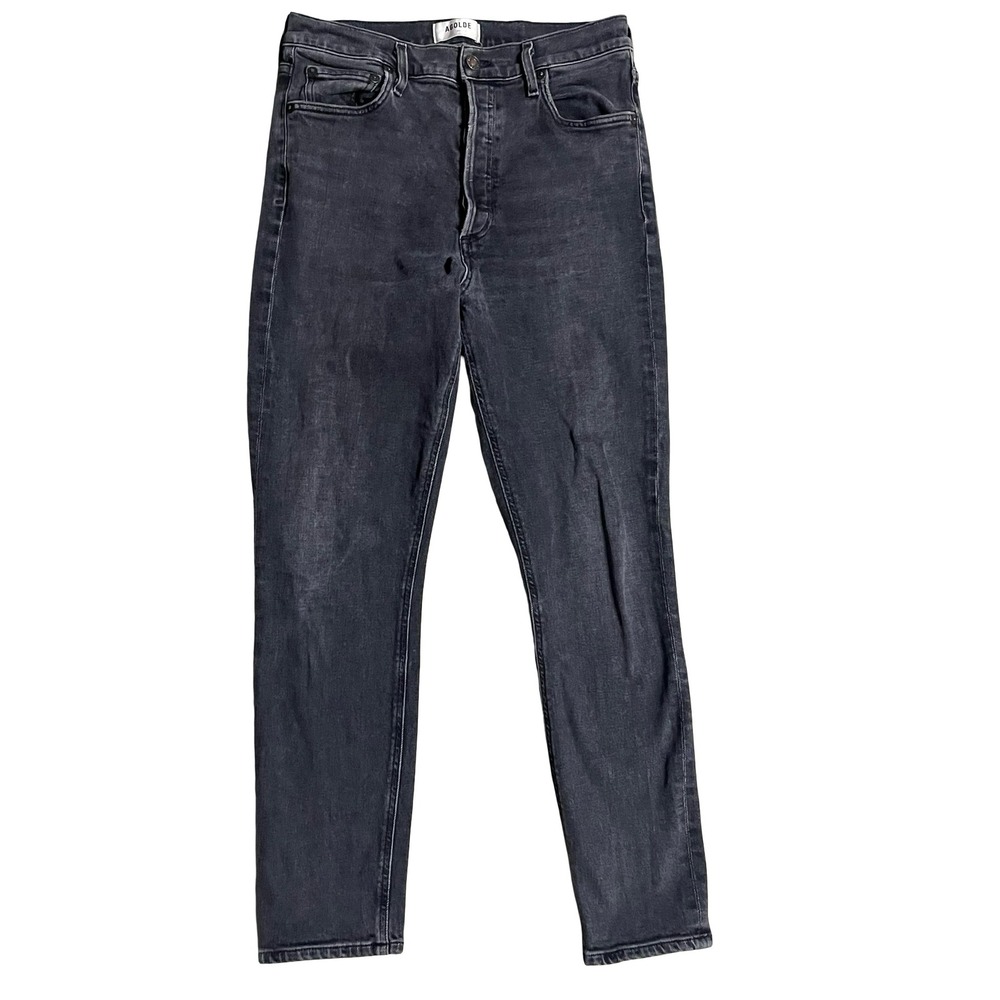 AGOLDE Nico High Rise Slim Fit Jeans Black Faded Size 29 A093B-1084 Button Fly